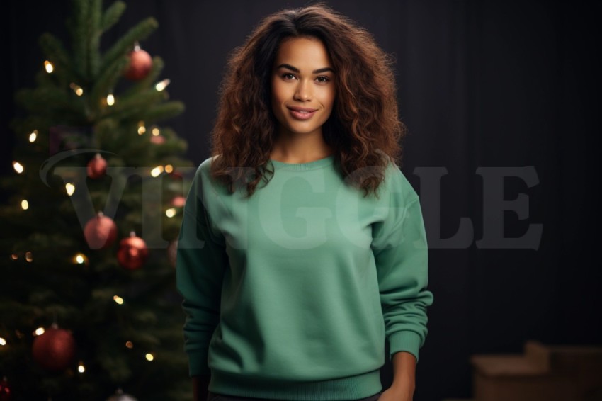 Christmas Green Gildan 18000 Sweatshirt Free Mockup