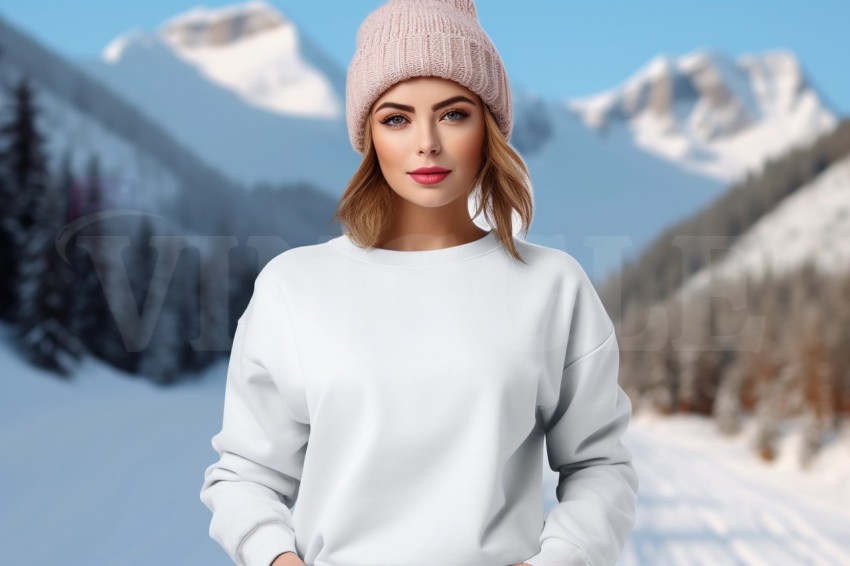 Winter Snow Gildan 18000 Free Sweatshirt Mockup