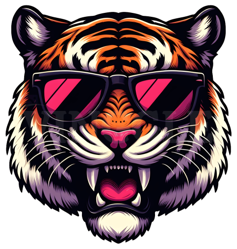 Cool Tiger With Sunglasses Free PNG Illustration