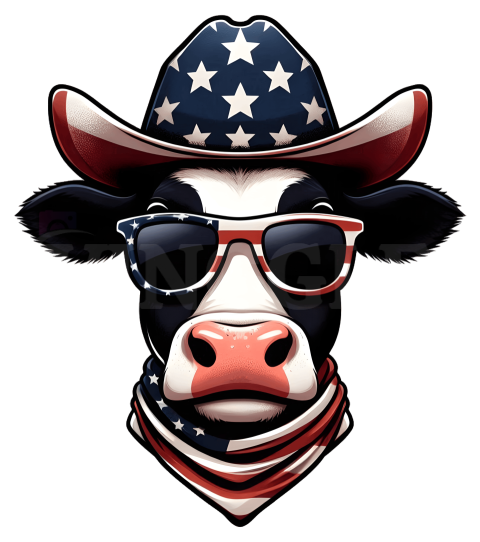 Patriotic Cow USA Flag Illustration 4th Of July