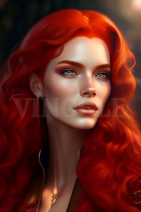 Beautiful Witch Red Hair AI ART