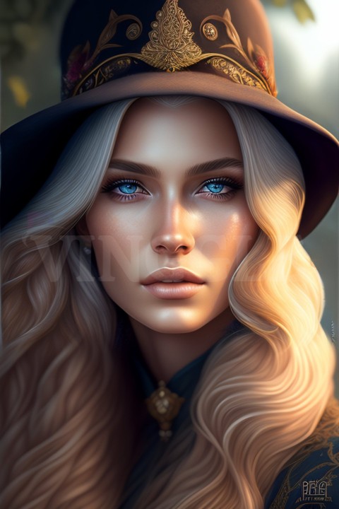 Beautiful Blonde Hair Witch AI ART