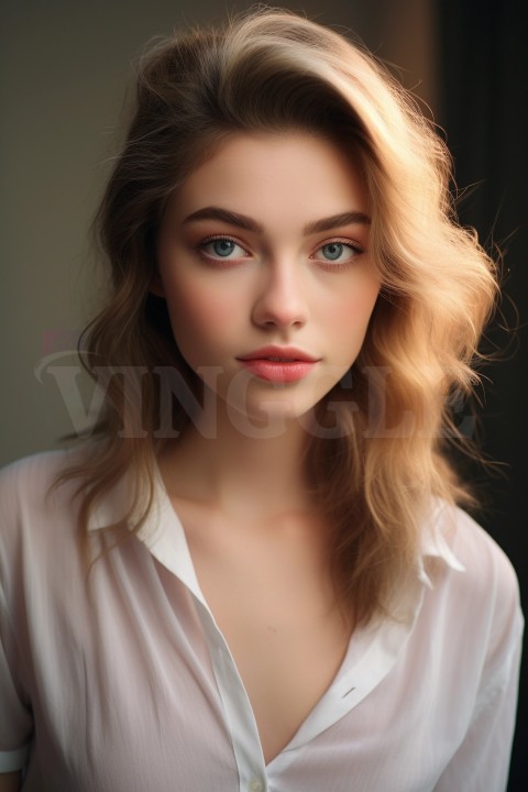Portrait of a young beautiful woman with a Fresh and Soft Makeup