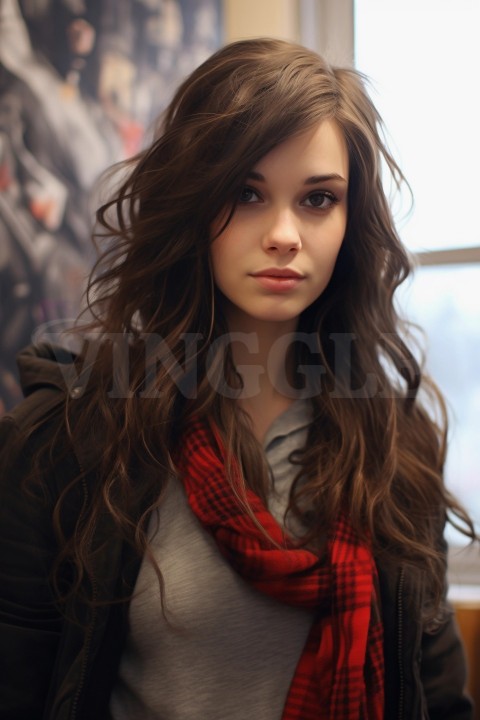 Portrait of a Young Beautiful Brunette Girl