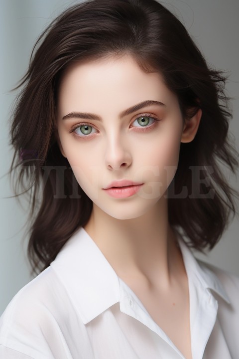 Portrait of a Young Beautiful Girl Clean Face White Skin Slim Body