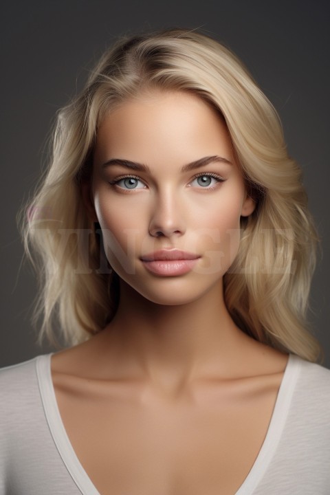 Portrait of a Young Beautiful Blonde Hair Woman