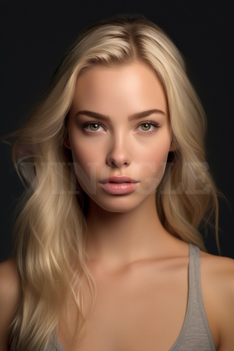 Portrait of a Young Beautiful Blonde Hair Woman