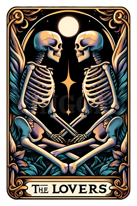 The Lovers Skeletons Tarot Card