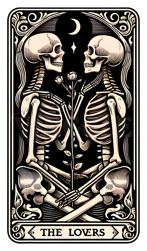 The Lovers Skeleton Tarot  Card