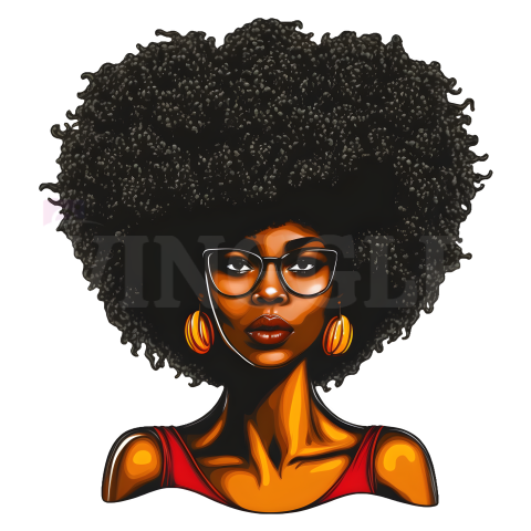 Black Afro American Woman Illustration PNG
