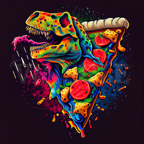 Dinosaur T-Rex Pizza Illustration