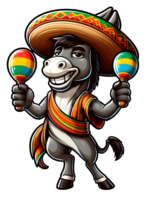 Funny Donkey Mexican Cinco De Mayo Illustration
